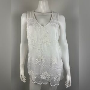 Elena Baldi Silk Embellished Blouse Size Medium Sleeveless Made in Italy Lined